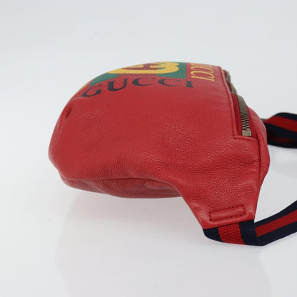 Gucci Logo Belt Bag Printed Leather, RED, LEATHER, Shoulder bag