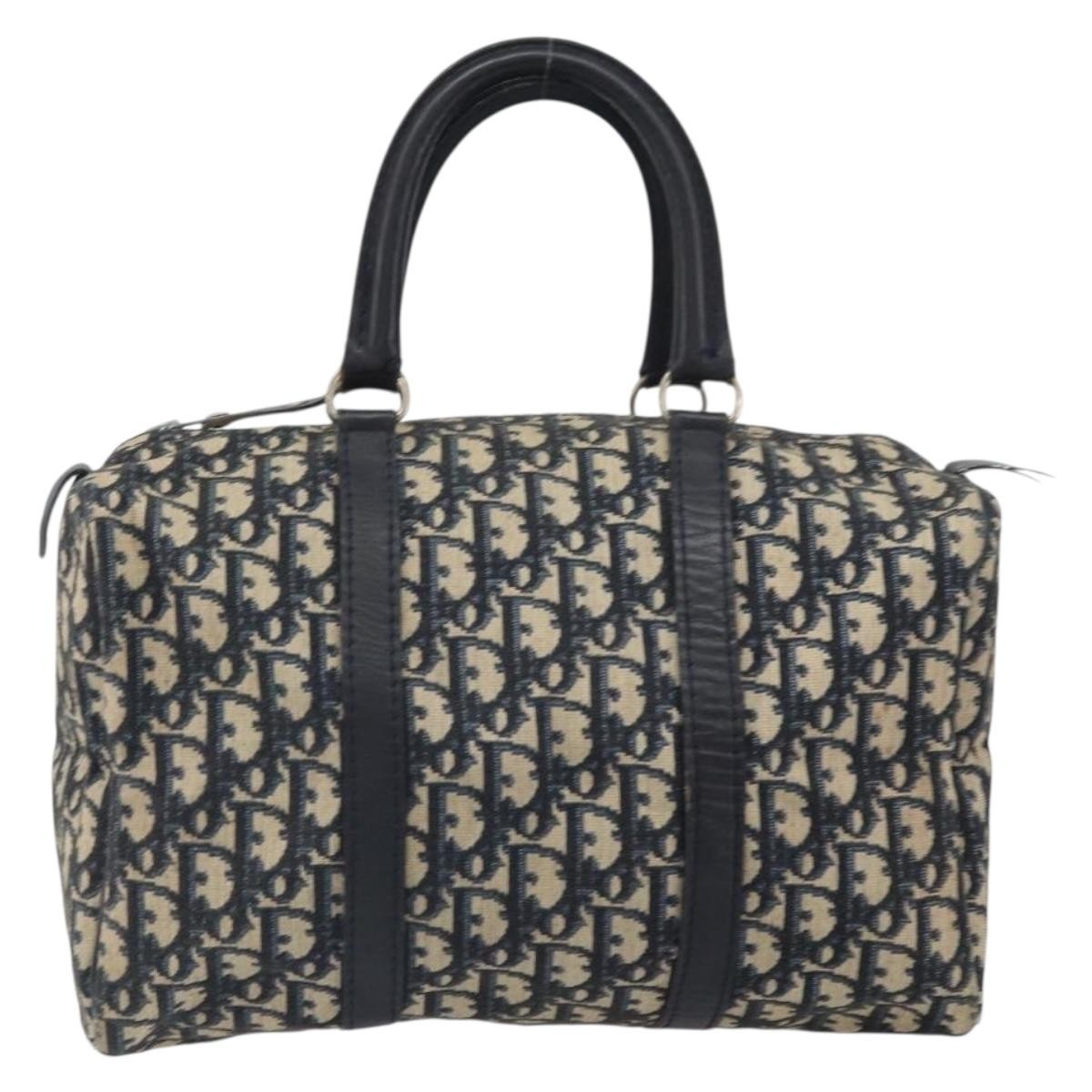 Christian Dior Vintage Trotter Boston Bag Diorissimo Canvas, NAVY, CANVAS, Handbag