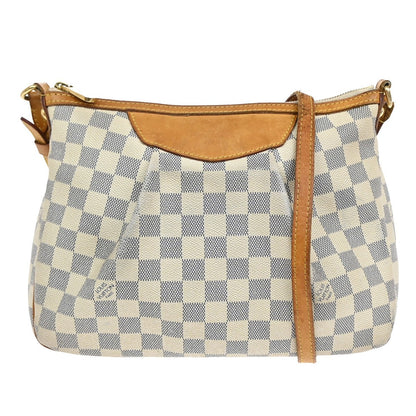 Louis Vuitton Siracusa Handbag Damier, WHITE, LEATHER, Shoulder bag
