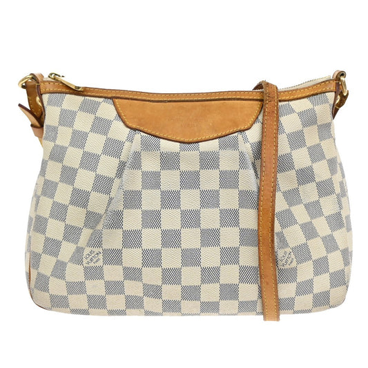 Louis Vuitton Siracusa Handbag Damier, WHITE, LEATHER, Shoulder bag