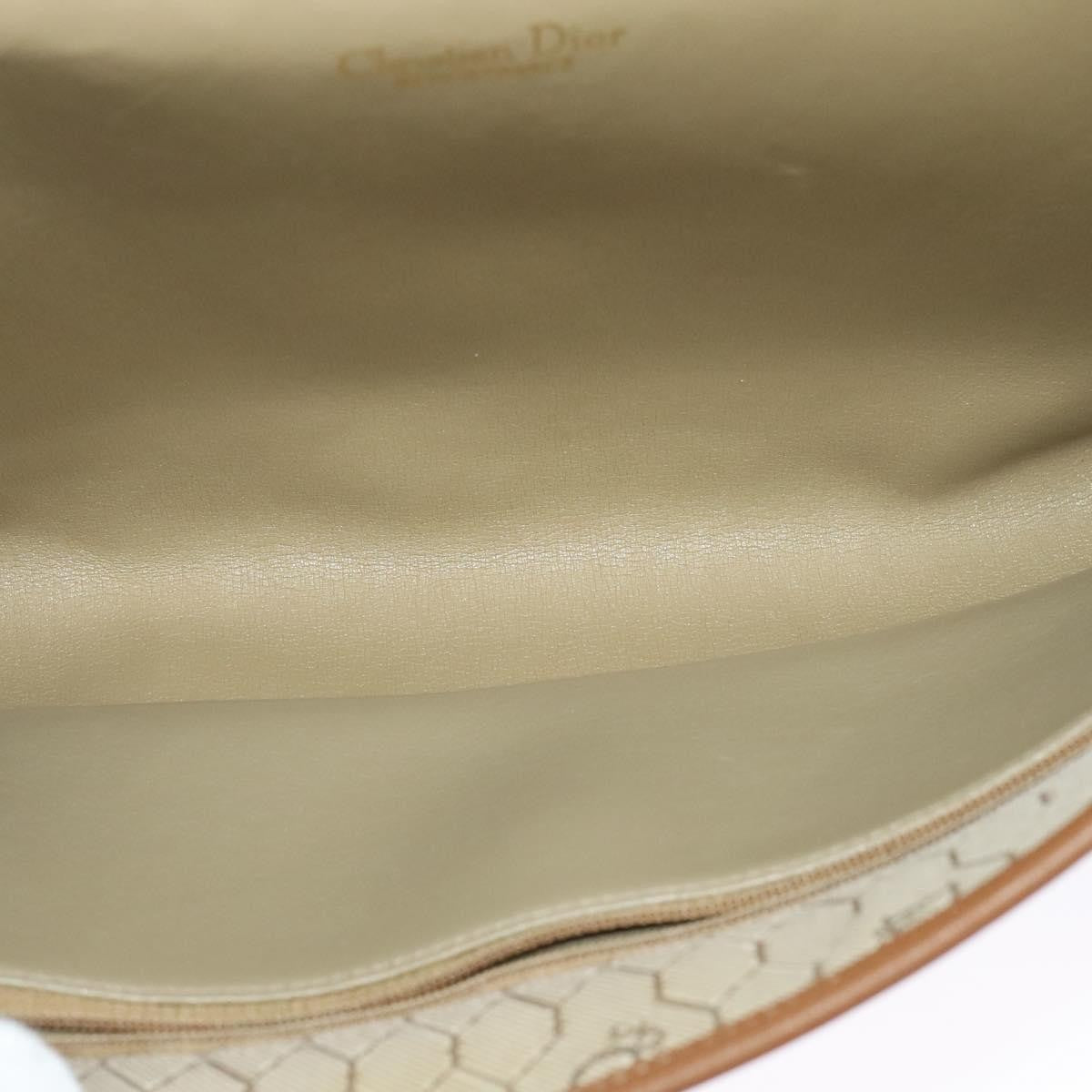 Christian Dior Vintage Honeycomb chain Canvas, BEIGE, CANVAS, Handbag