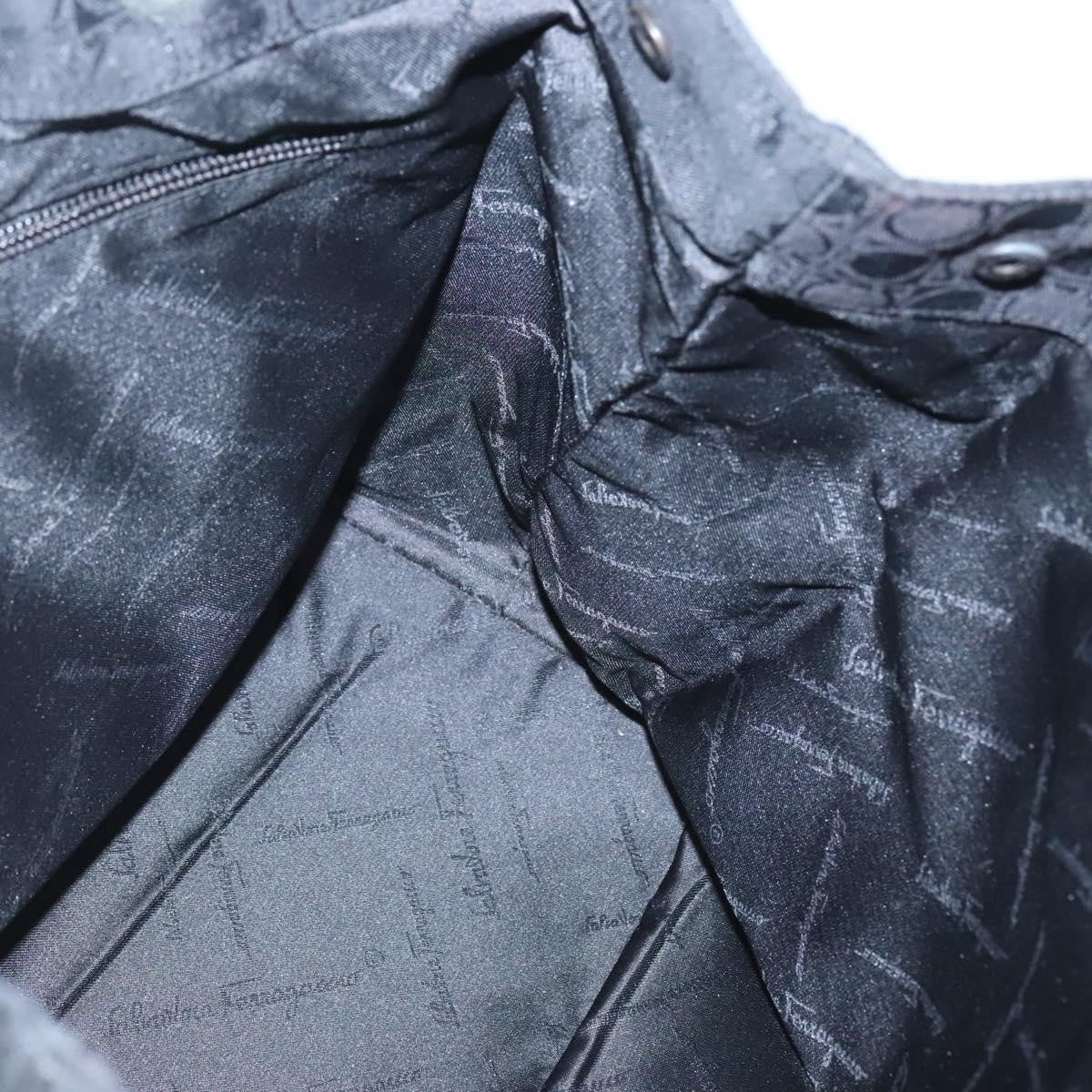 Salvatore Ferragamo Gancini Tote Canvas, BLACK, CANVAS, Tote bag