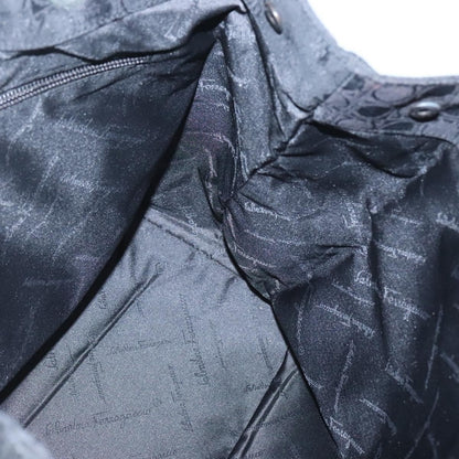 Salvatore Ferragamo Gancini Tote Canvas, BLACK, CANVAS, Tote bag