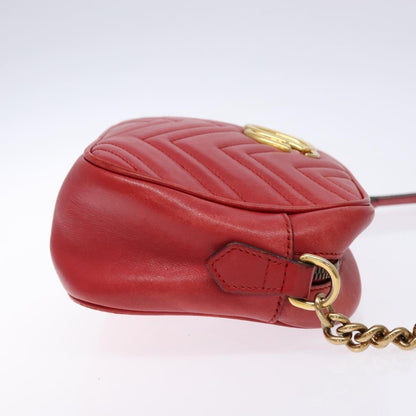 Gucci GG Marmont Triple Zip Chain Bag Matelasse Leather, RED, LEATHER, Shoulder bag