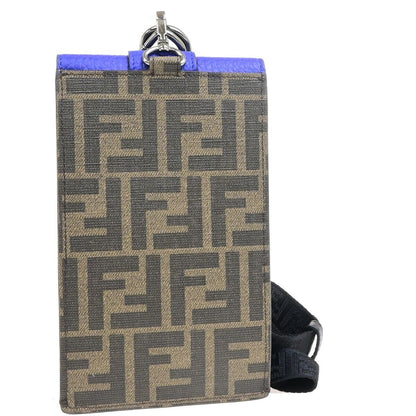 Fendi Baguette Phone Holder Canvas, BROWN, CANVAS, Tech accessory