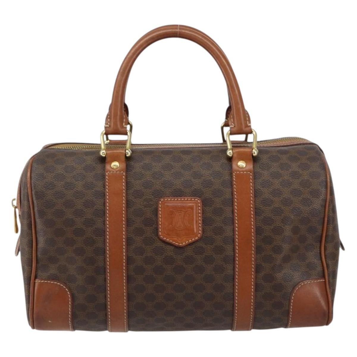 Celine Vintage Macadam Boston bag Canvas, BROWN, CANVAS, Handbag