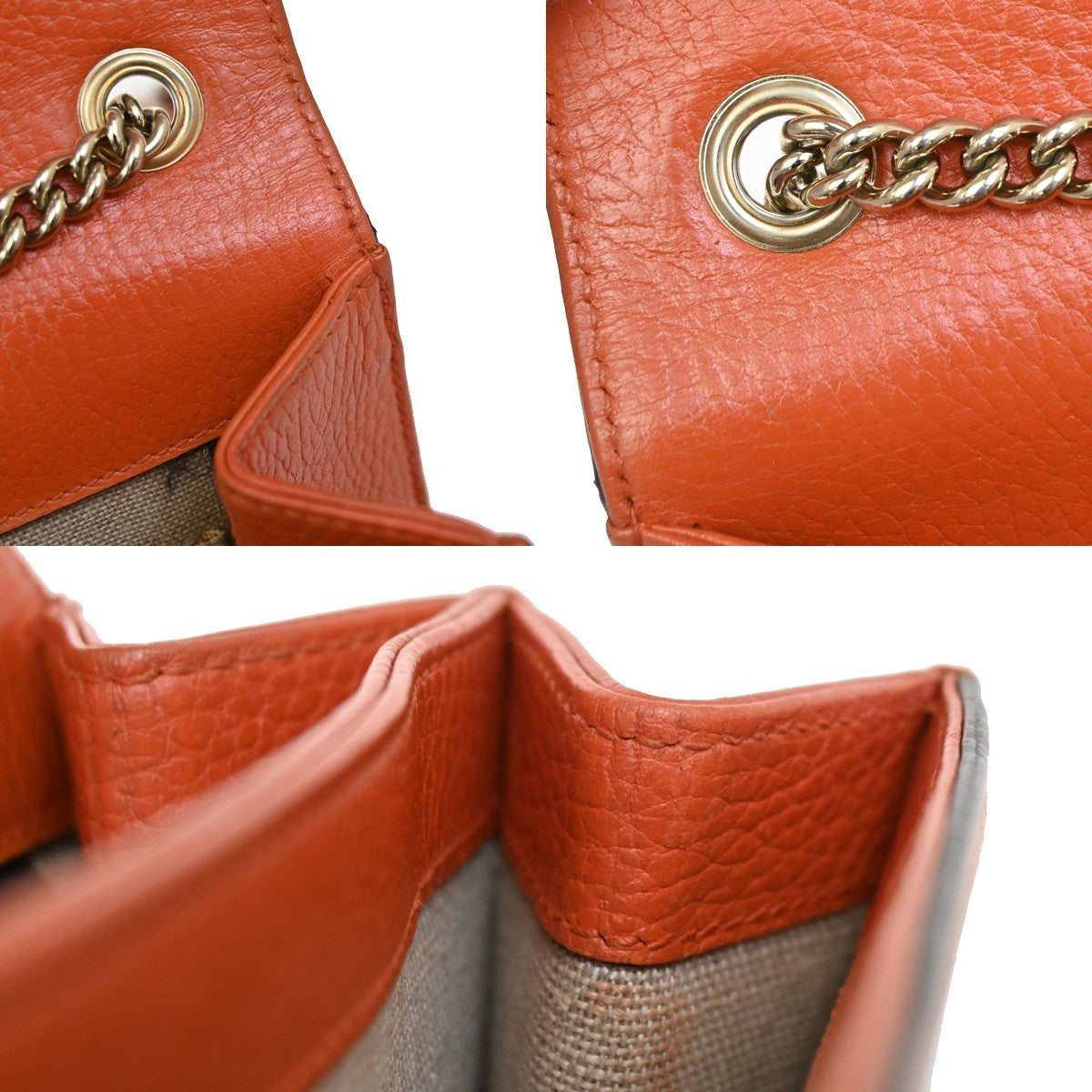 Gucci Interlocking Shoulder Bag Leather, ORANGE, LEATHER, Shoulder bag