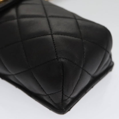 Chanel CC Phone Pouch with Chain Quilted Lambskin, BLACK, LEATHER, Crossbody bag