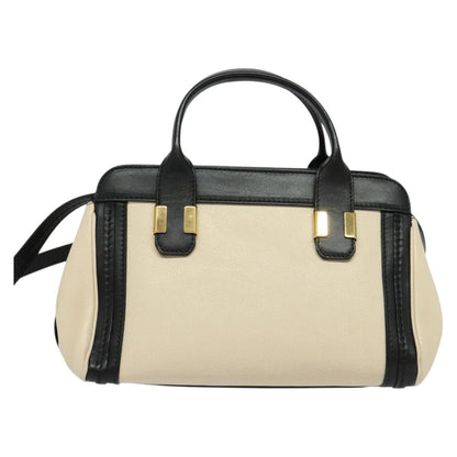 Chloe Alice Satchel Leather, WHITE, LEATHER, Handbag