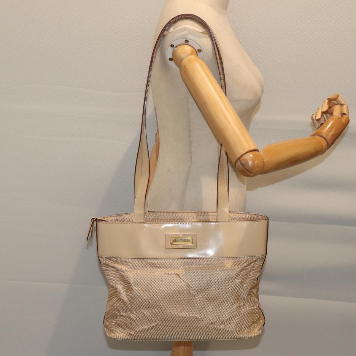 Celine Shoulder Bag Canvas, BEIGE, CANVAS, Shoulder bag