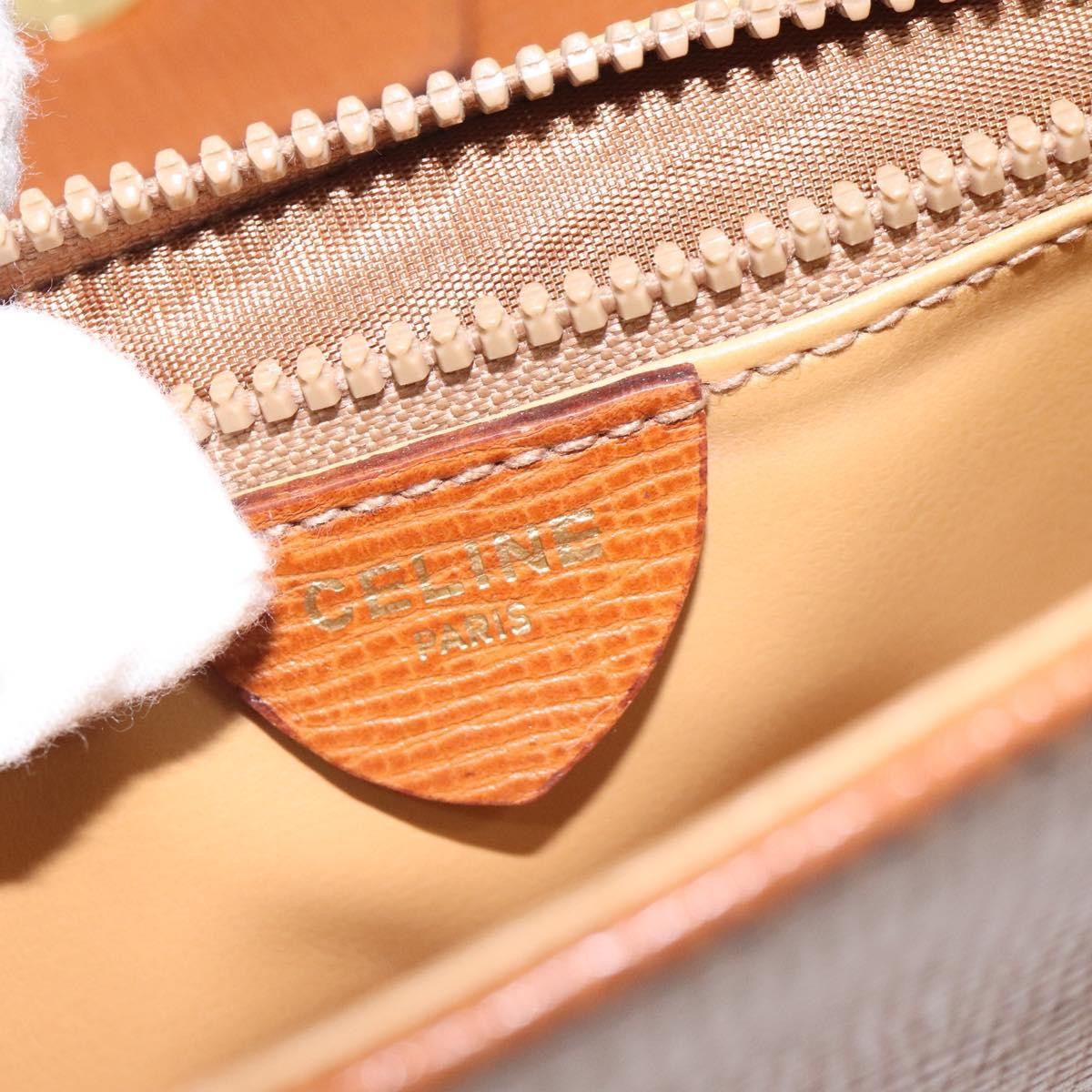 Celine Circle logo Leather, BROWN, LEATHER, Shoulder bag