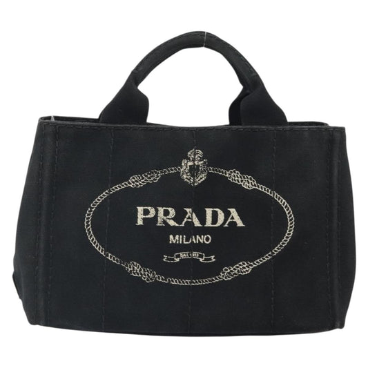Prada Canapa Open Tote Canvas, BLACK, CANVAS, Tote bag