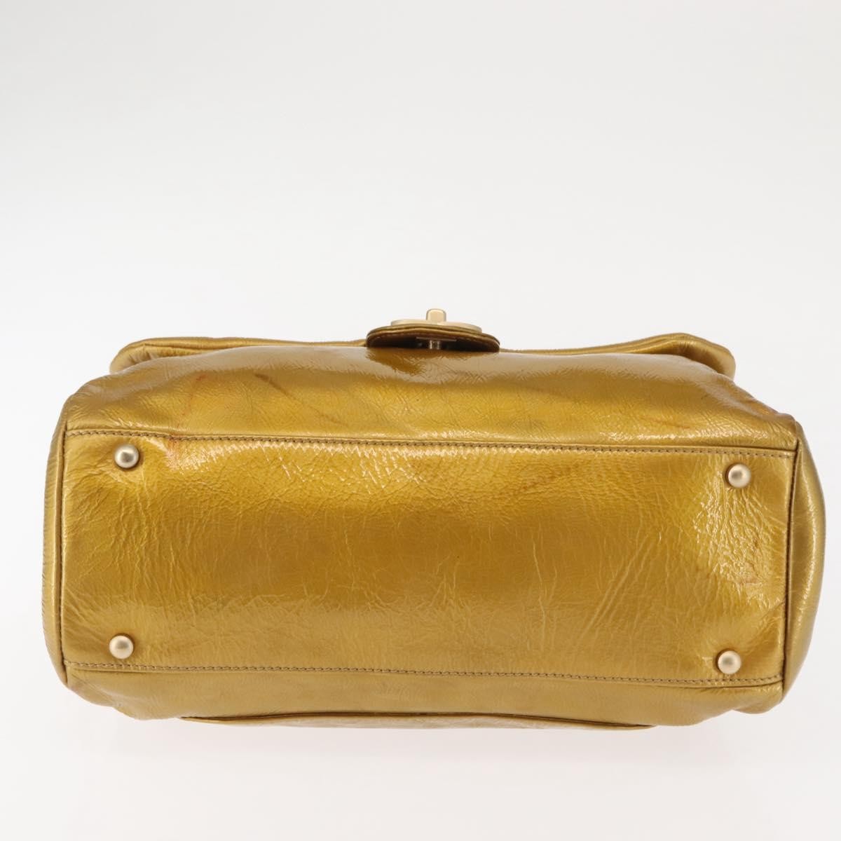 Chanel Luxe Ligne Flap Bag Patent, GOLD, LEATHER, Handbag