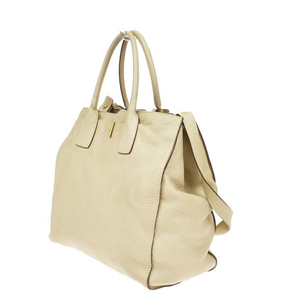 Prada Twin Shopping Tote Vitello Daino, BEIGE, LEATHER, Handbag