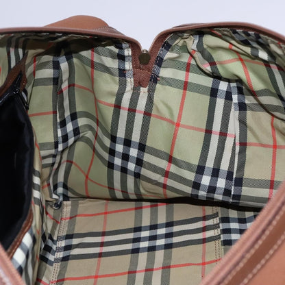 Burberry Front Pocket Zip Boston Bag House Check Canvas and Leather, BROWN, LEATHER, Travel bag