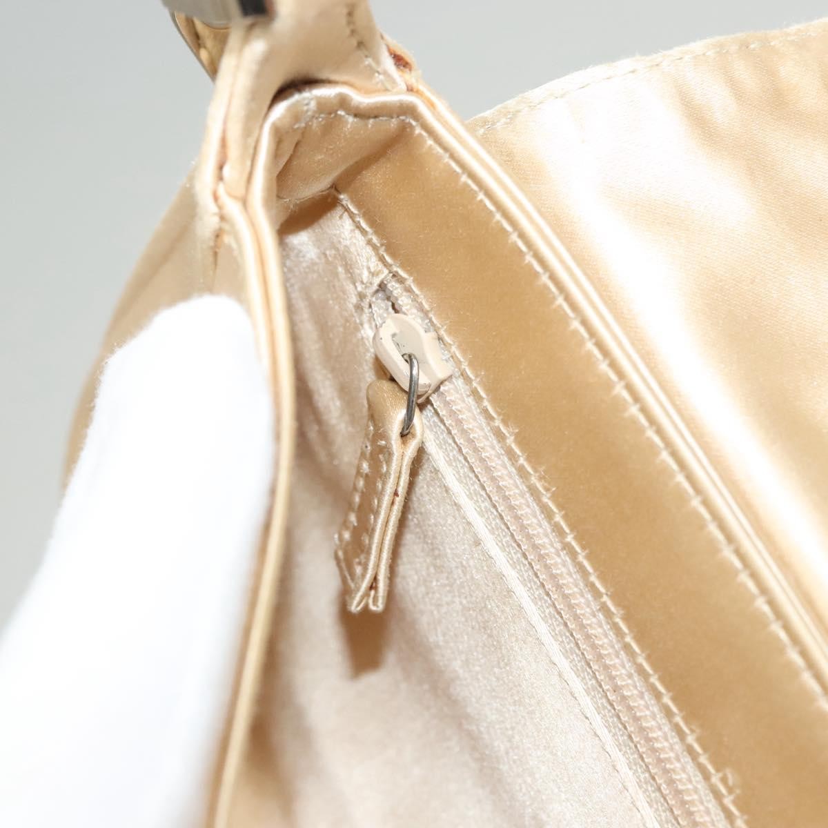 Gucci Chain Flap Shoulder Bag Satin, BEIGE, GOLD, Shoulder bag