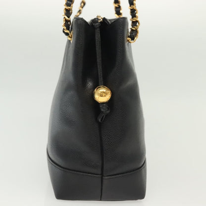 Chanel Vintage CC Logo Chain Tote Caviar, BLACK, LEATHER, Tote bag