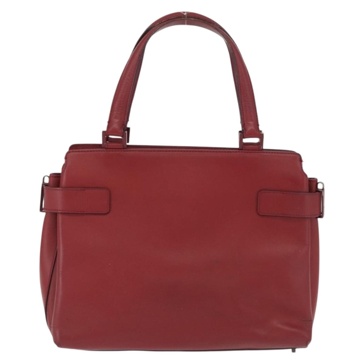 Salvatore Ferragamo Double Gancini Side Buckle Tote Leather, RED, LEATHER, Handbag