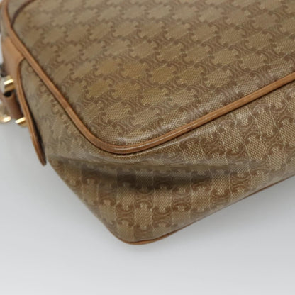 Celine Vintage Macadam Shoulder Bag Canvas and Leather, Beige, Canvas, Shoulder Bag