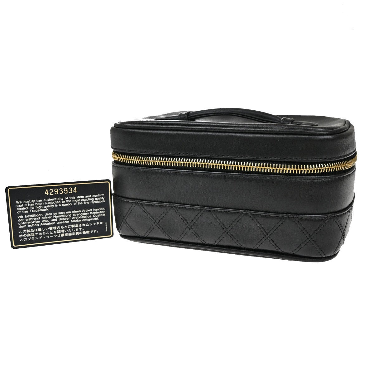 Chanel Vanity pouch Leather, BLACK, LEATHER, Toiletry Case