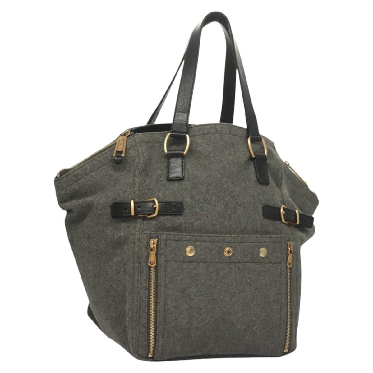 Saint Laurent Downtown Tote Wool, GRAY, WOOL, Tote bag