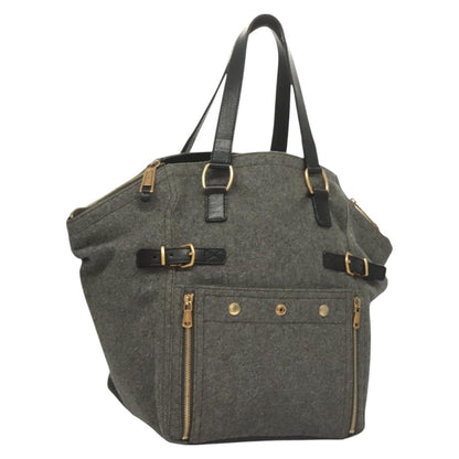Saint Laurent Downtown Tote Wool, GRAY, WOOL, Tote bag