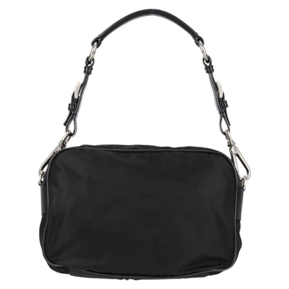 Prada Vintage Front Pocket Shoulder Bag Nylon, BLACK, NYLON, Shoulder bag