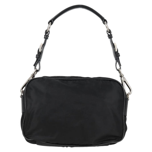 Prada Vintage Front Pocket Shoulder Bag Nylon, BLACK, NYLON, Shoulder bag