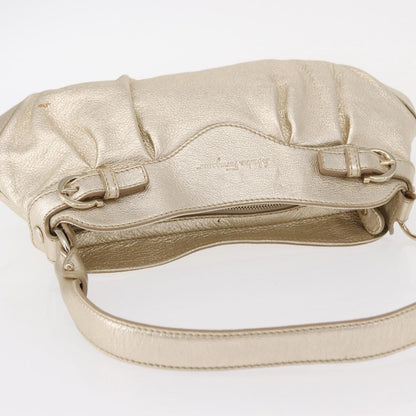 Salvatore Ferragamo Gancini Shoulder Bag Leather, GOLD, LEATHER, Shoulder bag