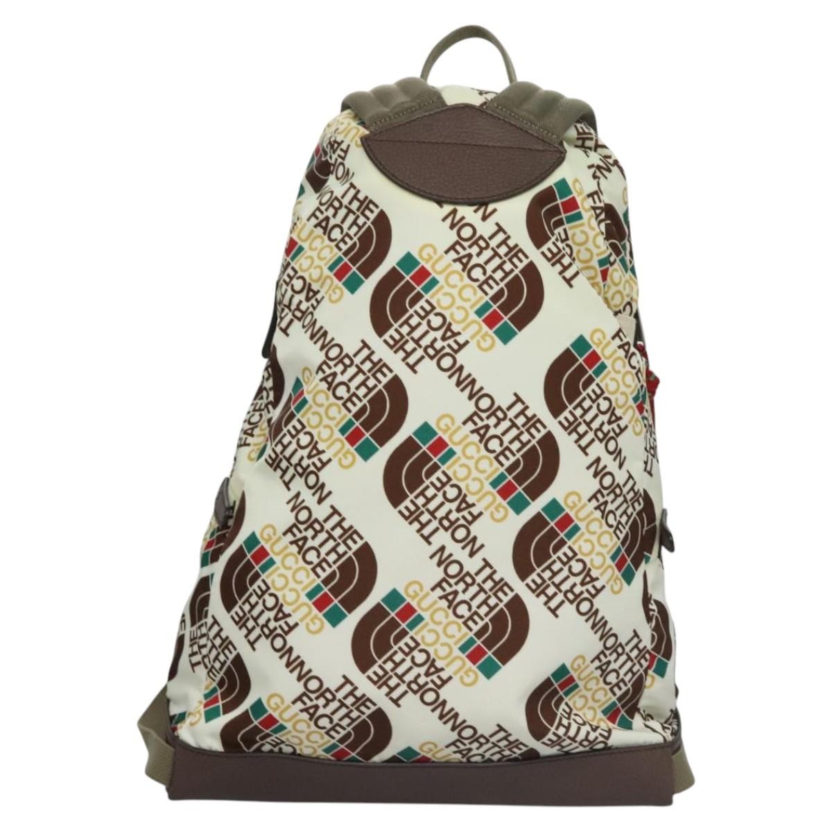 Gucci Gucci x The North Face Zip Backpack Printed Nylon, ECRU, NYLON, Backpack