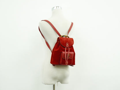 Gucci Vintage Bamboo Backpack Suede, RED, SUEDE, Backpack