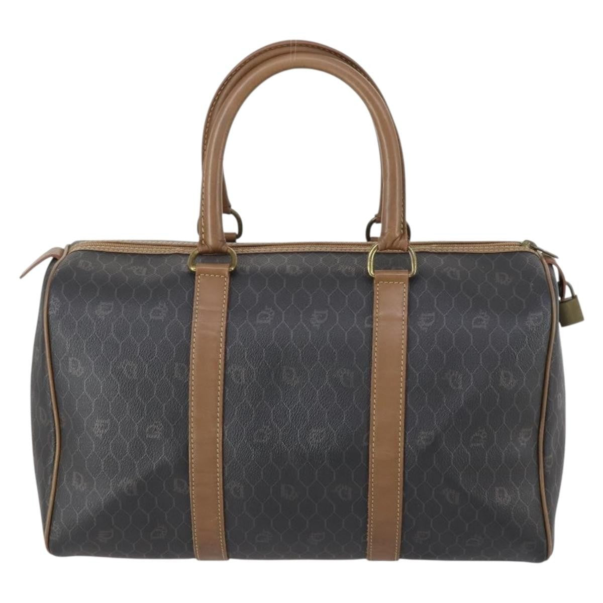 Christian Dior Vintage Honeycomb Boston bag Canvas and Leather, BLACK, CANVAS, Travel bag