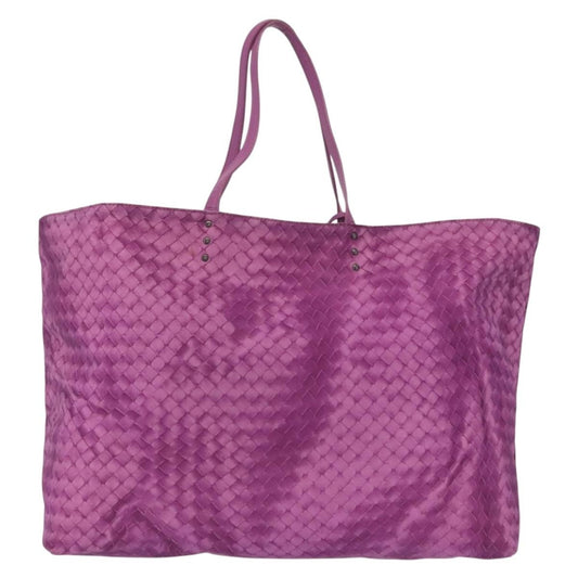 Bottega Veneta Intrecciolusion Tote Printed Nylon, Purple, Nylon, Tote Bag