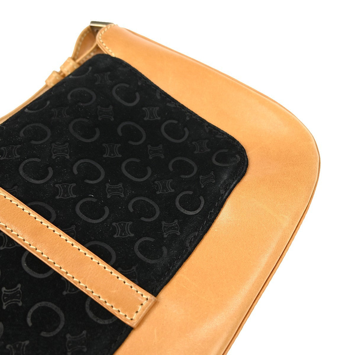 Celine C Macadam Shoulder bag Suede, BLACK, SUEDE, Shoulder bag