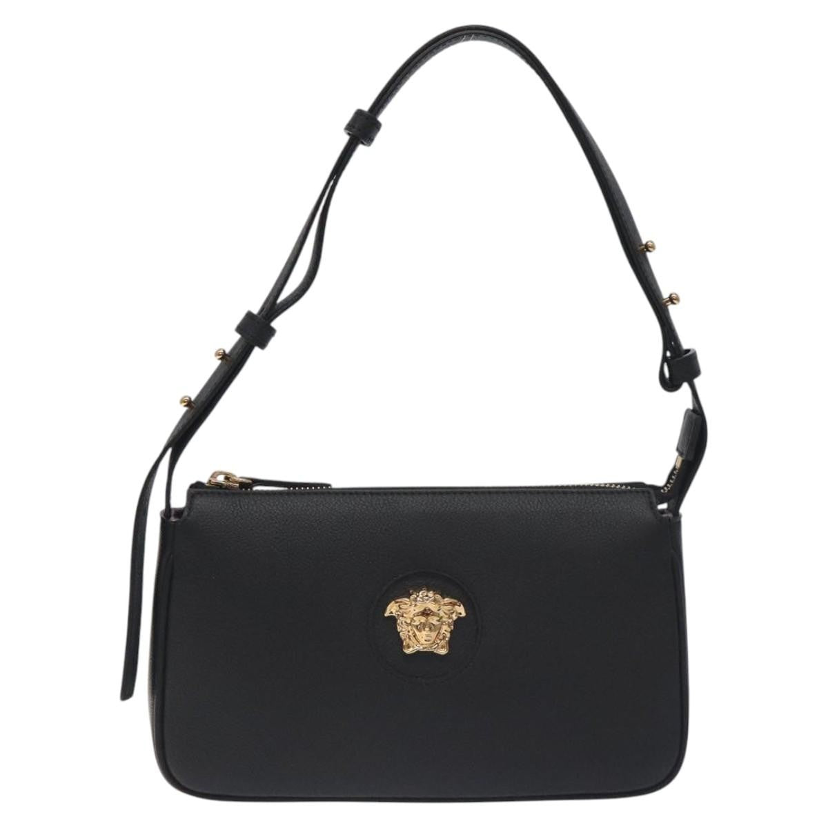 Versace Medusa Shoulder Bag Leather, BLACK, LEATHER, Shoulder bag