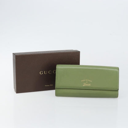 Gucci Logo Embossed Continental Wallet Leather, GREEN, LEATHER, Wallets