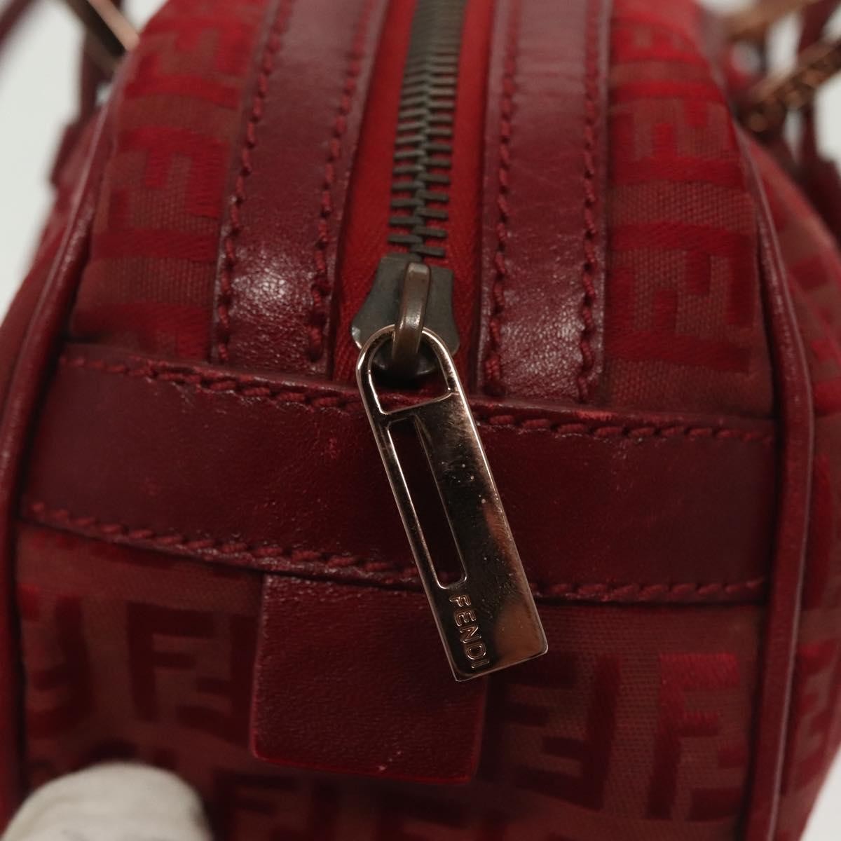 Fendi Bowling Bag Zucchino Canvas, RED, CANVAS, Shoulder bag
