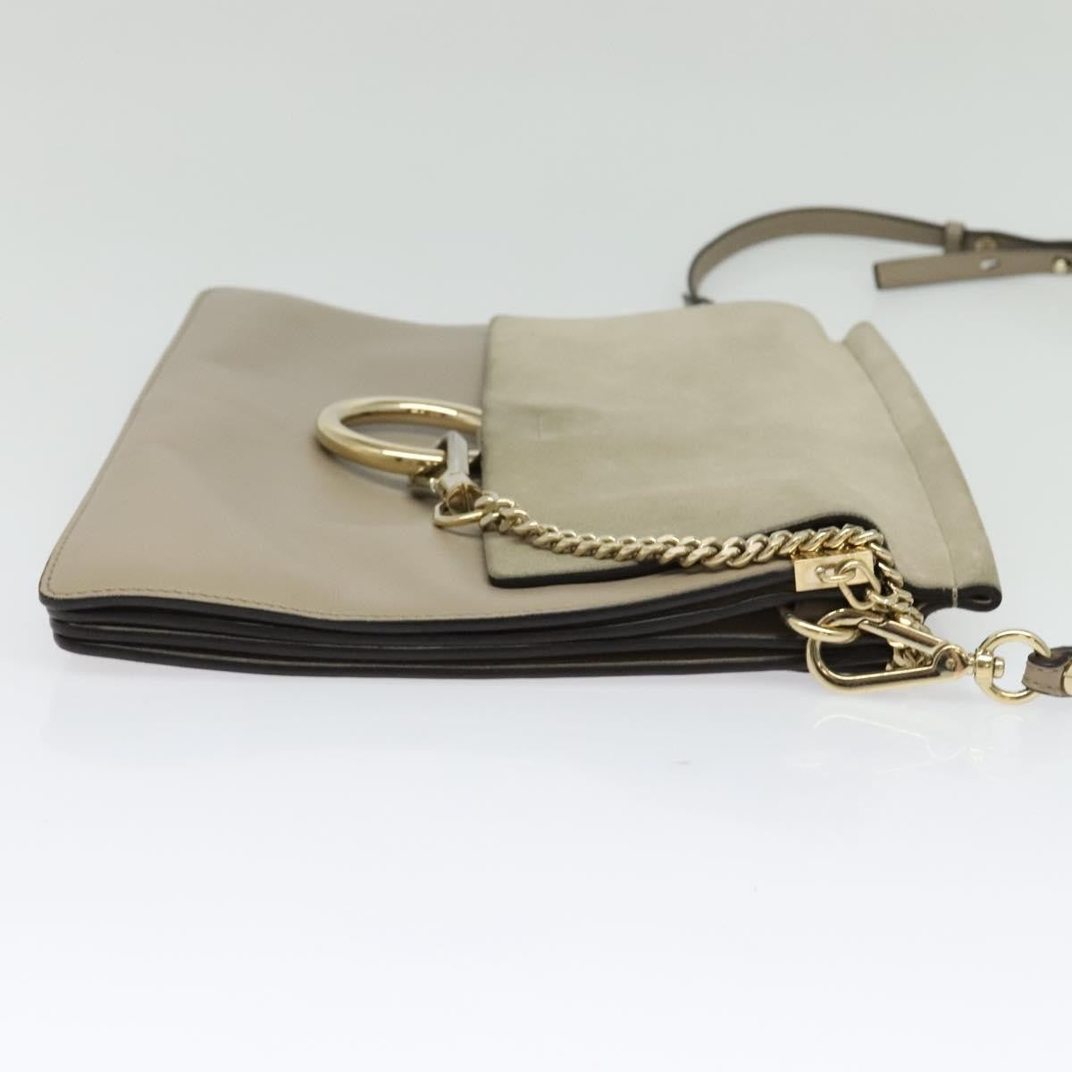 Chloe Faye Shoulder Bag Leather and Suede, BEIGE, SUEDE, Shoulder bag
