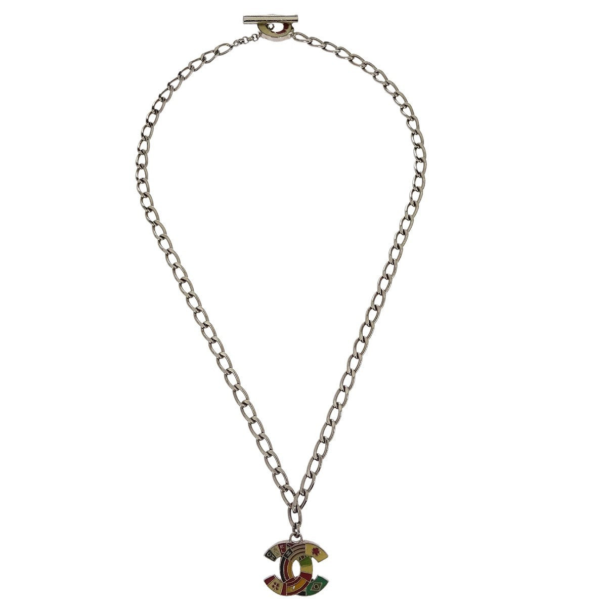 Chanel CC Pendant Necklace Metal, SILVER, SILVER_PLATED, Necklace
