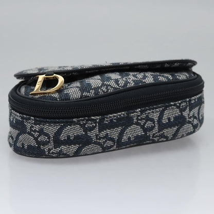 Christian Dior Vintage Saddle Coin Purse Diorissimo Canvas, NAVY, CANVAS, Wallets