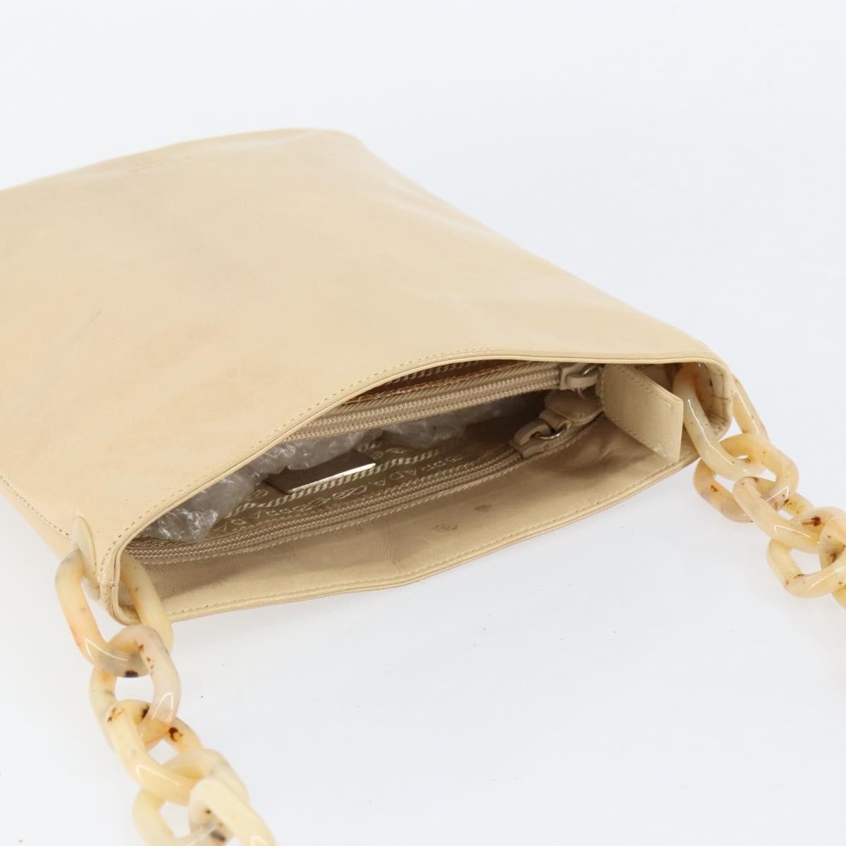 Prada Vintage Shoulder Bag Leather, BEIGE, LEATHER, Shoulder bag