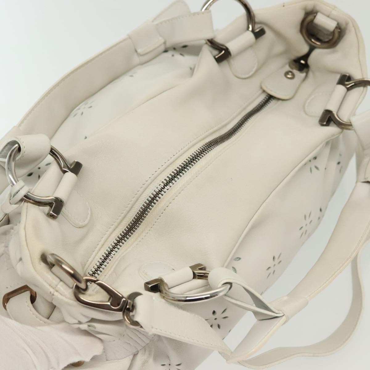 Salvatore Ferragamo Gancini handbag Leather, WHITE, LEATHER, Handbag