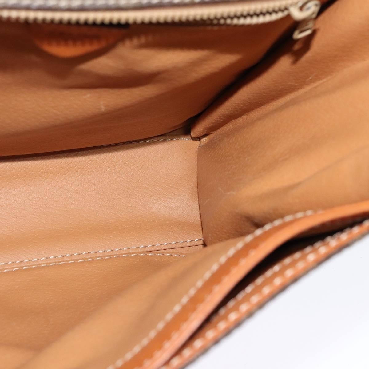 Celine Vintage Macadam Circle Logo Shoulder Bag Canvas and Leather, BROWN, CANVAS, Shoulder bag