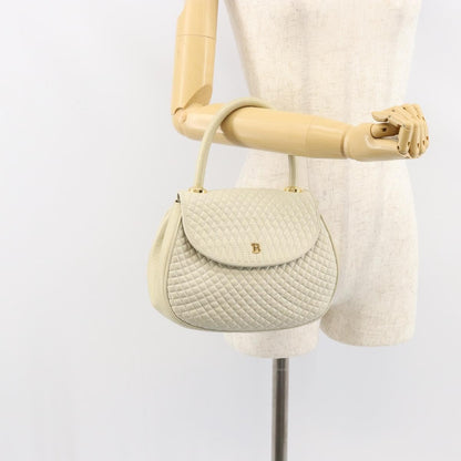 Bally Vintage Handbag Quilted Leather, White, Leather, Handbag