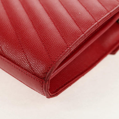 Saint Laurent Cassandra Wallet on Strap leather, RED, LEATHER, Shoulder bag