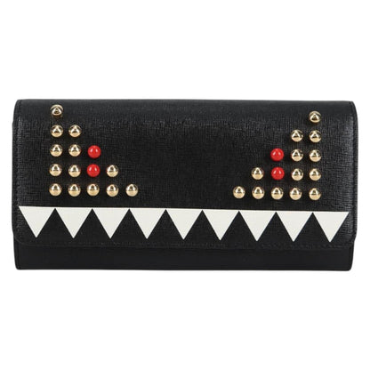 Fendi Monster Wallet on Chain Studded Leather, BLACK, LEATHER, Wallets