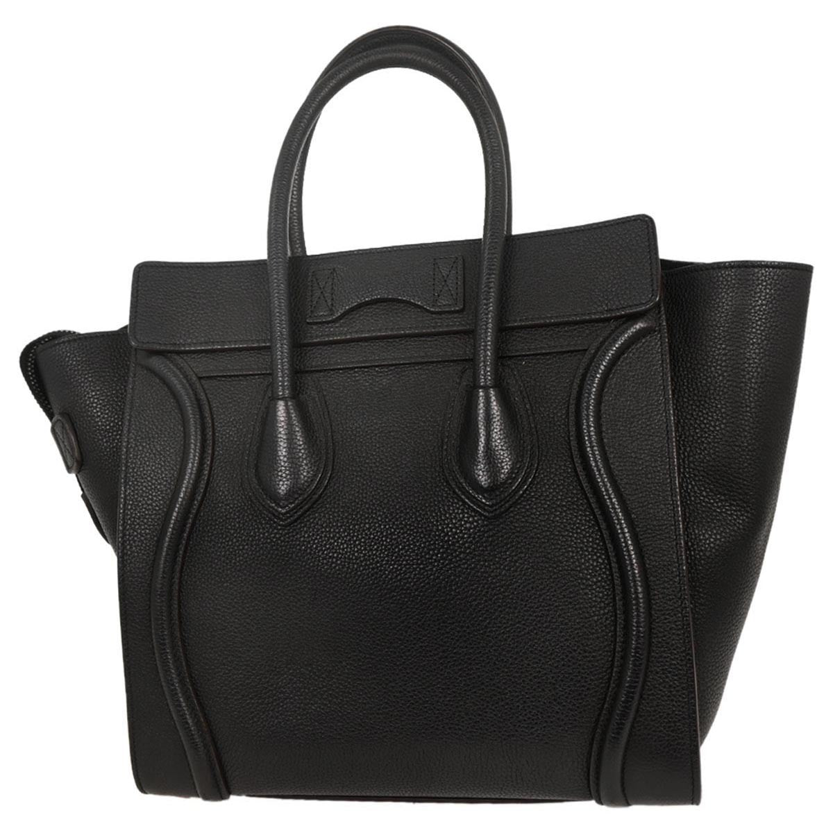 Celine Luggage Bag Smooth Leather, BLACK, LEATHER, Handbag