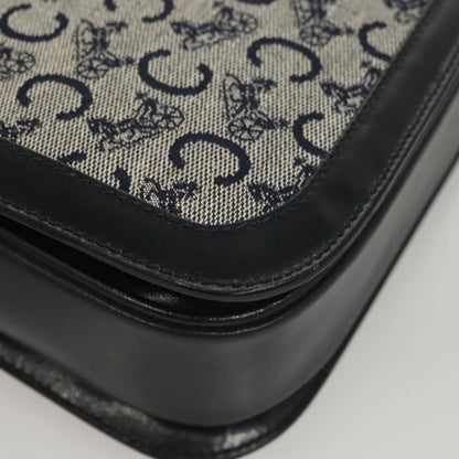 Celine C Sulky Shoulder bag Canvas and Leather, NAVY, CANVAS, Shoulder bag