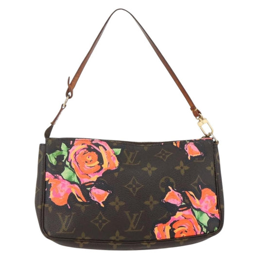 Louis Vuitton Pochette Accessoires Limited Edition Monogram Roses, BROWN, CANVAS, Clutche & pouche