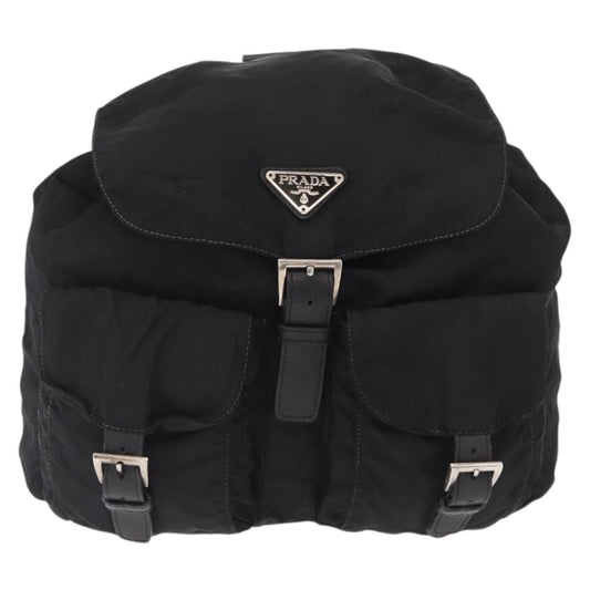 Prada Double Front Pocket Backpack Tessuto, BLACK, NYLON, Backpack